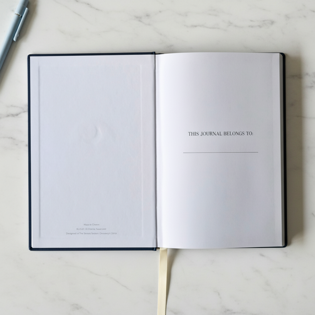 Moonlit Pages Book Club Journal navy hardcover with gold foil moon design